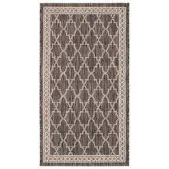 Brielle Outdoor Rug - Black / Beige - Safavieh -Safavieh GUEST 014e21e1 b918 495a 9f42 134ceed863e7