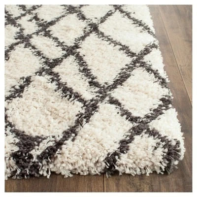 Ivory/Charcoal Geometric Shag/Flokati Loomed Accent Rug - (3'x5') - Safavieh 1 Ivory/Charcoal Geometric Shag/Flokati Loomed Accent Rug - (3'x5') - Safavieh