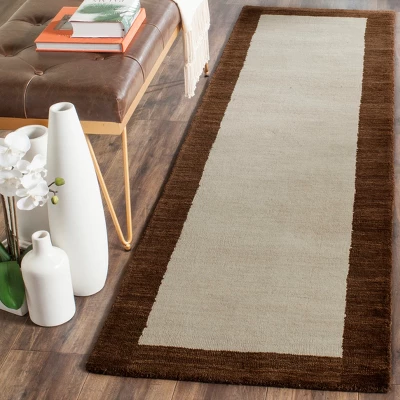 2'3"x10' Runner Color Block Loomed Beige/Dark Brown - Safavieh 2 2'3"x10' Runner Color Block Loomed Beige/Dark Brown - Safavieh - Image 2