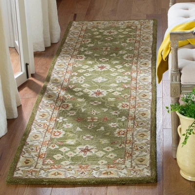 2'3"x8' Floral Tufted Runner Rug Moss Green/Ivory - Safavieh 4 2'3"x8' Floral Tufted Runner Rug Moss Green/Ivory - Safavieh - Image 4