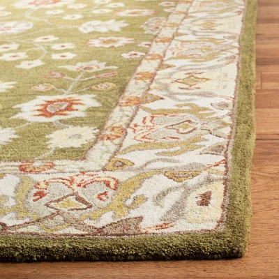 2'3"x8' Floral Tufted Runner Rug Moss Green/Ivory - Safavieh 1 2'3"x8' Floral Tufted Runner Rug Moss Green/Ivory - Safavieh