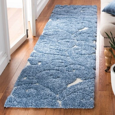 2'3"x11' Runner Swirl Loomed Rug Light Blue/Cream - Safavieh 1 2'3"x11' Runner Swirl Loomed Rug Light Blue/Cream - Safavieh